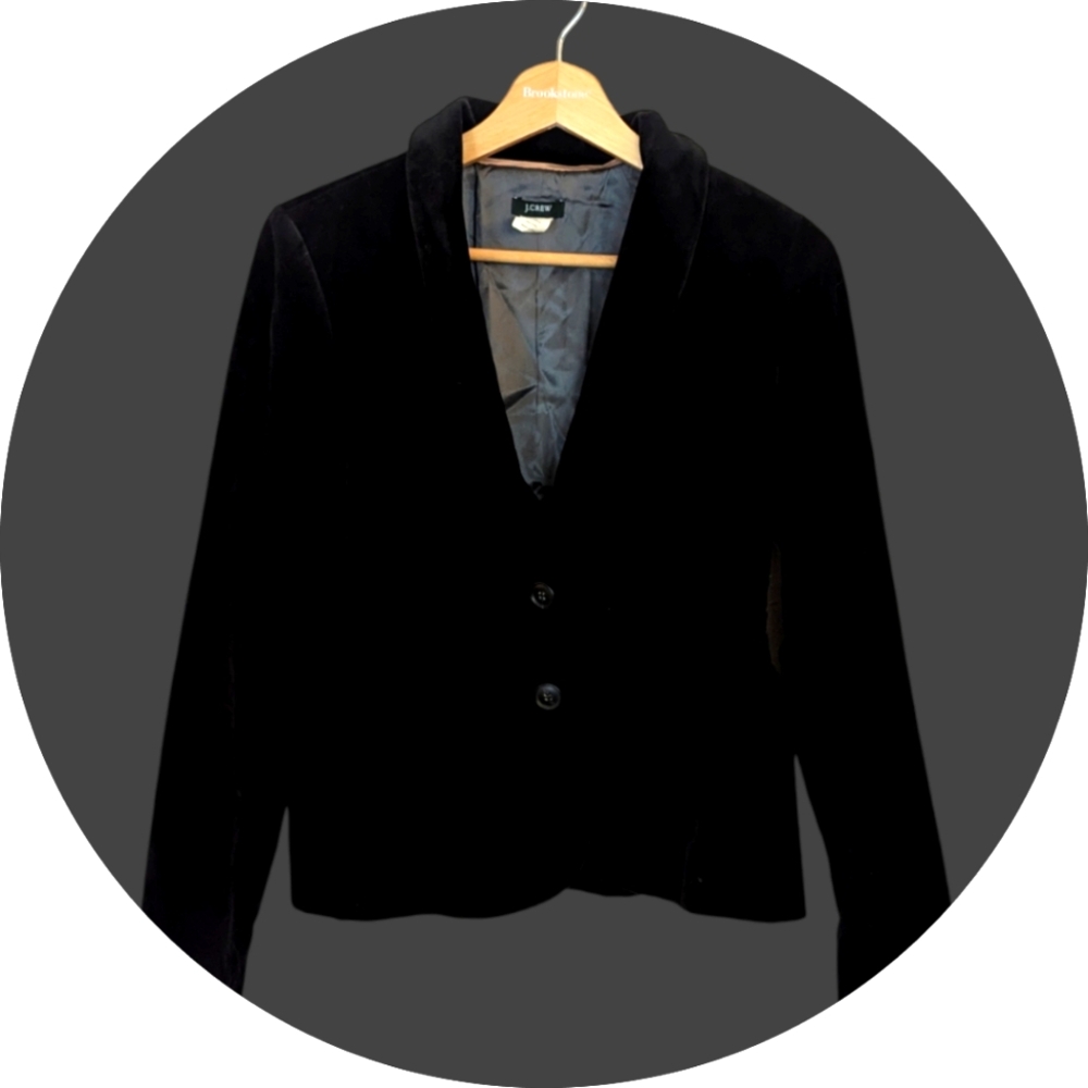 Y2K Women's J. Crew Black Velvet Blazer - Size 4
